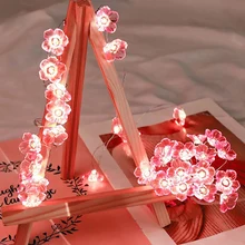 

LED Fairy Cherry Flower String Light Romantic Garland Lamp String Battery Operated for Holiday Wedding Couple Dating Decoration