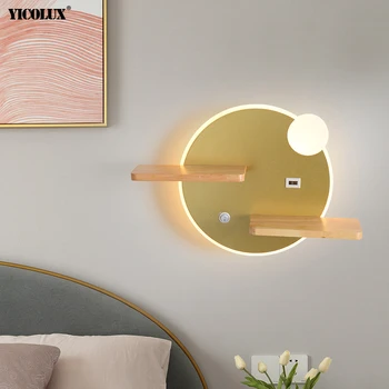 

New Modern Wall Lamps Round Square Lights For Living Study Kid's Room Bedroom Bedside Aisle Decoration Luminarie Indoor Lighting