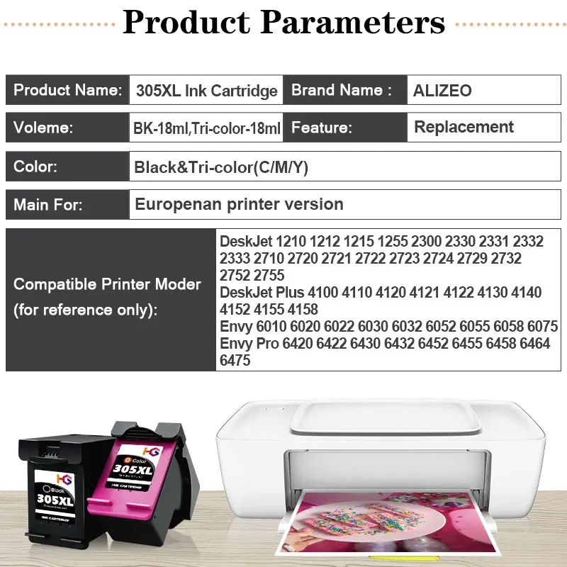 Ink Cartridge For HP 305XL hp305xl Compatible For HP DeskJet 2710 2722 4100 4130 Envy 6032 6020 6022 6430 printer printer supplies,inkjet ink cartridge,ink cartridge