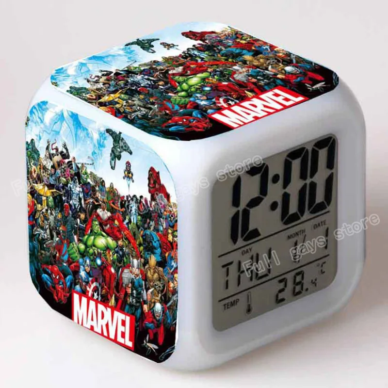 Будильник Marvel многофункциональные светящиеся цифровые часы с изображением