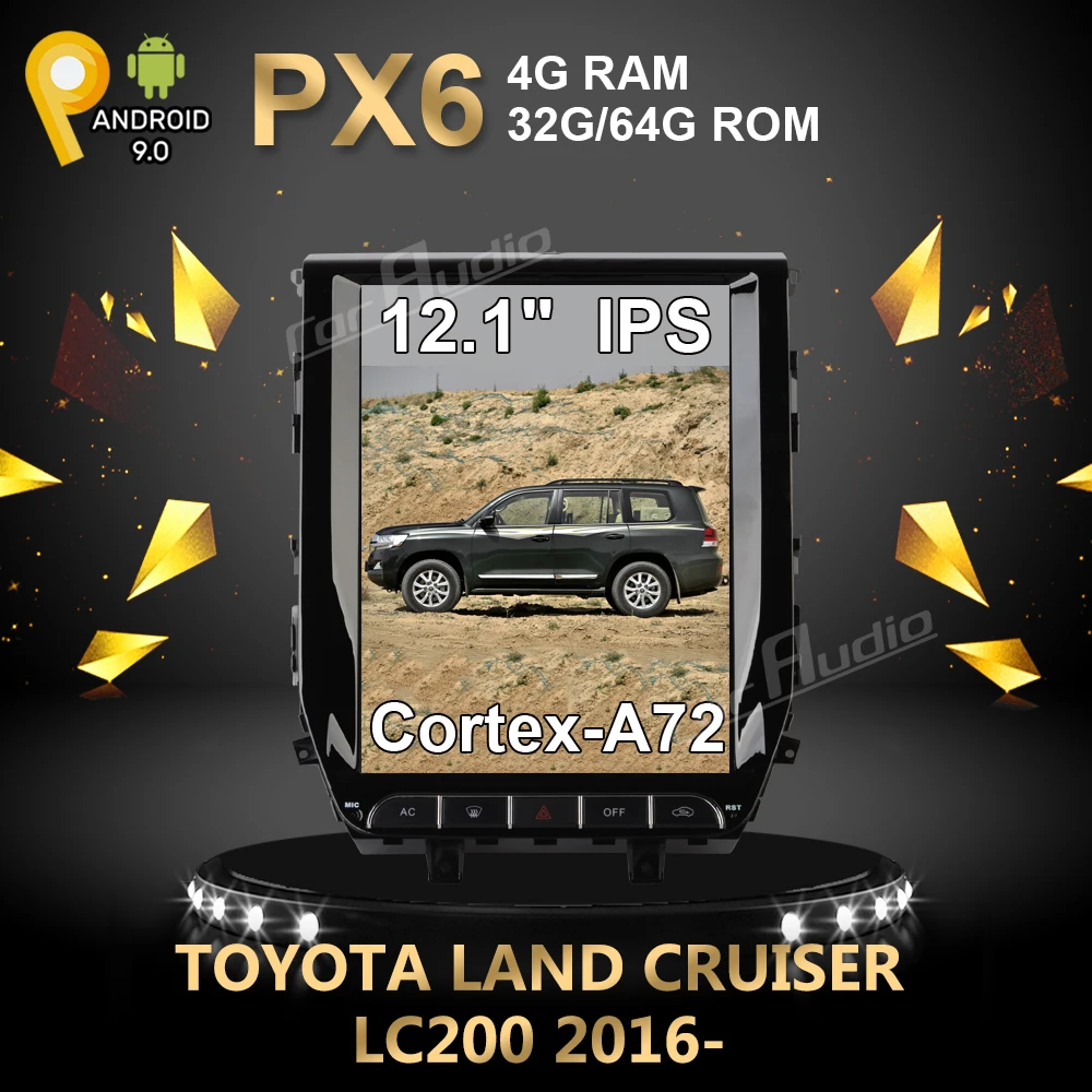 Автомобильный DVD для TOYOTA LAND CRUISER LC200-gps навигация Android 9 Автомобильный мультимедийный плеер радио 12," wifi головное устройство DSP 4G 32GB