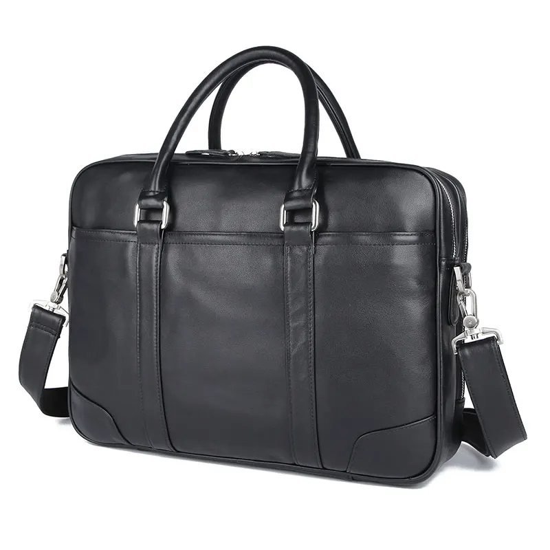 

Genuine Cow Leather Handbag Men's Briefcase Classic Multi-Compartment Design Laptop Bag 7348A-1