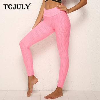 

TCJULY New Design Pleated Solid Push Up Leggings High Waisted Flex Slim Workout Pants Breathable Quick Dry Fitness leggins Women