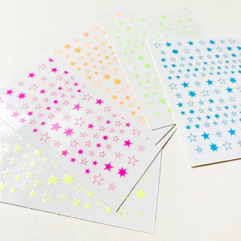 

1pcs Fluorescence 3D Nail Stickers Colorful Star Designs Adhesive Transfer Sliders Decals Nail Art Decor Manicure Tips Newest
