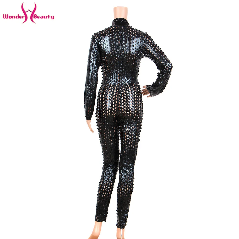 shiny metallic catsuit latex faux leather jumpsuit body suit leotard bodycon clubwear bar pole dance costume wet look bodysuit (42)