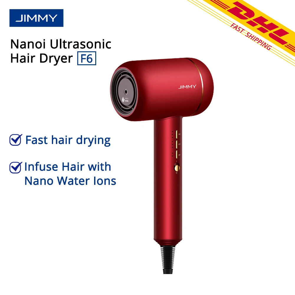 JIMMY F6 Фен электрический портативный отрицательный ион 1800 Вт фен для волос нано Ион воды снижение шума фен VS D son