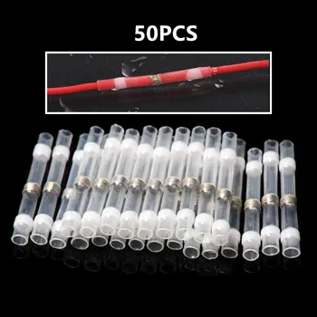 

50PCS Heat Shrink Soldering Sleeve Terminals Insulated Waterproof Butt Connectors Seal Electrical Wire Soldered Terminals White