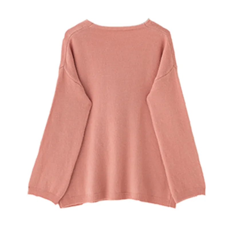 RUGOD Elegant knit sweater women Fashion v neck long sleeve pullover sweaters casual solid mutil color oversized outwear