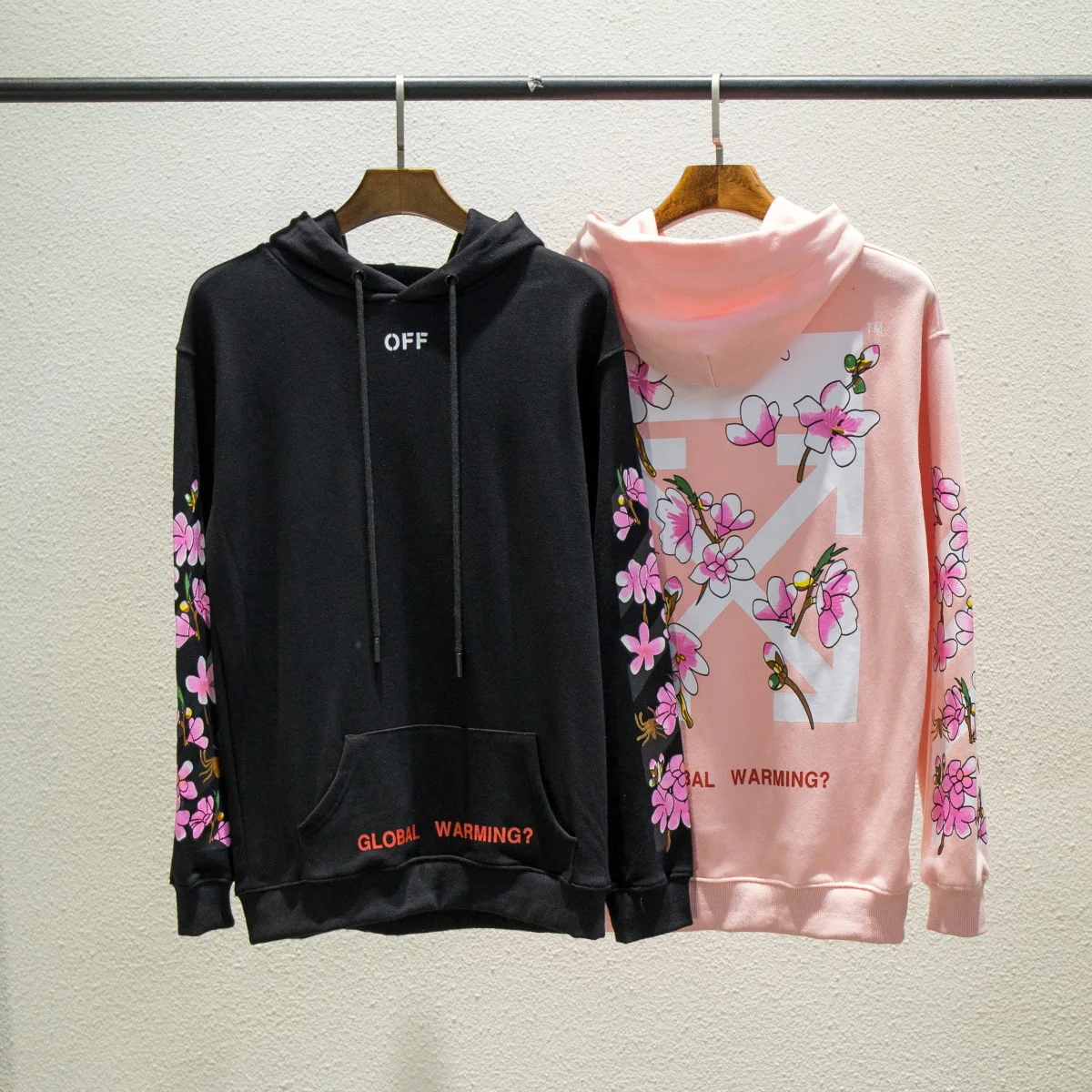 Классический 18SS Белый Розовый Вишневый цвет тренд Хлопок Уличная Мужская и женская пара пальто с капюшоном