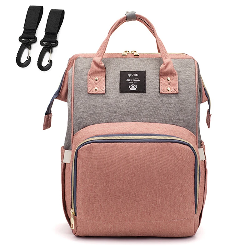 Fashion Mummy Maternity Diaper Bag Large Nursing Bag Travel Backpack Designer Stroller USB Baby Bag Baby Care Nappy Backp - Цвет: M05-pink