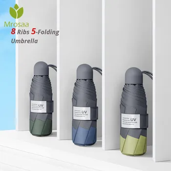 

8 Ribs Mini Umbrellas Windproof Anti-UV 5 Folding Vinyl Umbrella Portable Travel Rain Women Men Children Pocket Umbrella Parasol