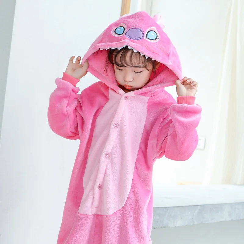 Kid Adult Stitch Kigurumi Onesie Women Animal Costume Fancy Soft Anime Cosplay Sleepwear Child Boy Girl Winter Jumpsuit
