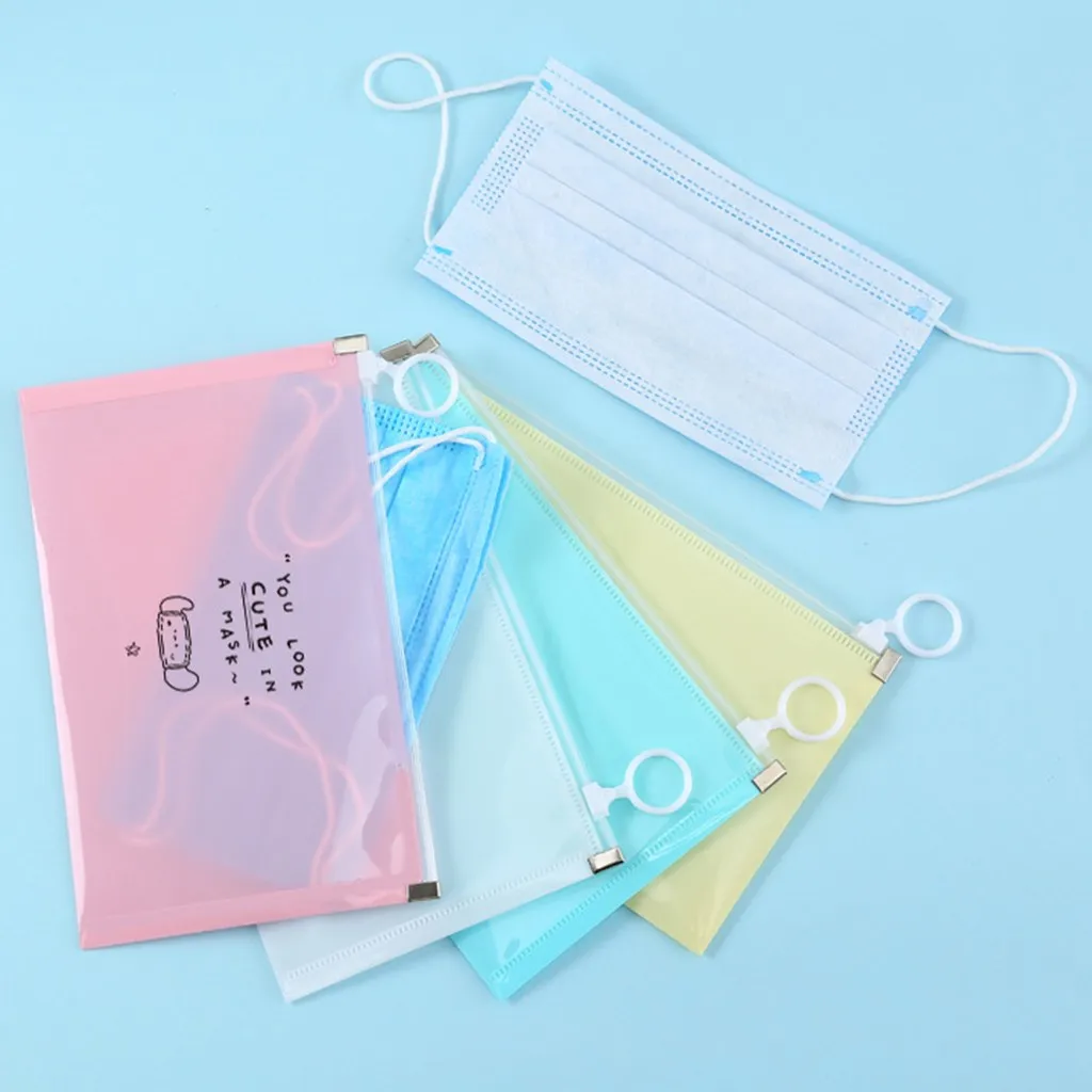 

8pcs mask storage bag waterproof portable solid color mask storage bag foldable cleaning bag mask storage bag estuche mascara