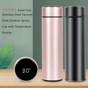 

500mL Smart Kettle LCD Touch Screen Display Temperature Portable Water Bottle Vacuum Flask Travel Outdoor bouteille isotherme