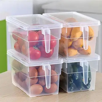 

Plastic Storage Bins Refrigerator Storage Box Food Storage Containers with Lid for Kitchen Fridge Cabinet Freezer Desk Organizer