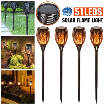 

51 LEDs Solar Light Outdoors Flame Solar Garden Light IP65 Waterproof LED Solar Lamps Flickering Flame Torches Lamp Garden Decor