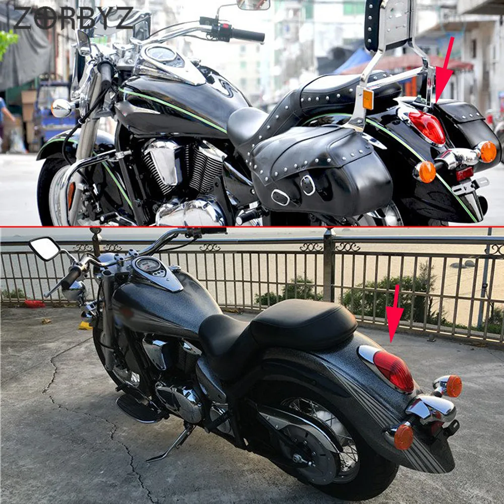 Задний стоп светильник ZORBYZ для мотоцикла хромированный с красными линзами Kawasaki