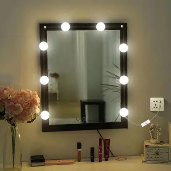 

10Pcs Makeup Mirror Vanity LED Light Bulbs lamp Kit Brightness Adjustable Lighted Desk Make up Mirrors Cosmetic Lighting Fixture