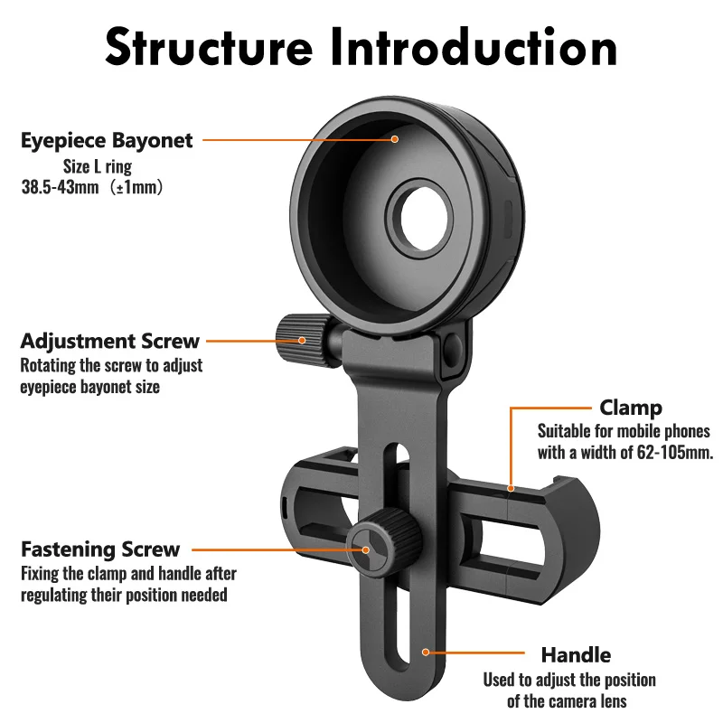 Upgrade Universal Cell Phone Adapter Bracket Clip Mount Soft Rubber Material for Binocular Monocular Spotting Scope Telescope 3