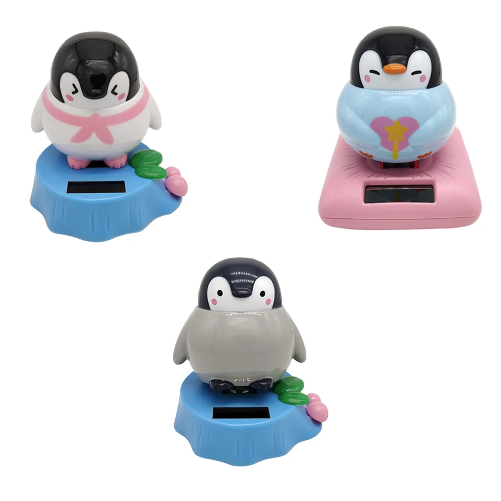 3pcs Cartoon Solar Powered Dancing Swing Figure Penguin Model Toy Dashboard Car Desk Decoration