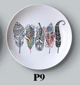Черно-белая керамическая подвесная тарелка в виде животного, настенное декоративное блюдо, домашний декор, украшение для комнаты - Цвет: P 9