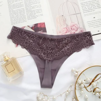 

Woman Lace Thong G-String Sexy Temptation Lace Panties Solid Color Sexy Briefs Lingerie Thong For Woman Underpants Underwear