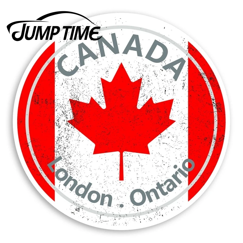 Jump Time London สติกเกอร์ไวนิลแคนาดาธงสติกเกอร์แล็ปท็อปกระเป๋ารถตลกรูปลอก Trunk หน้าต่างรถ