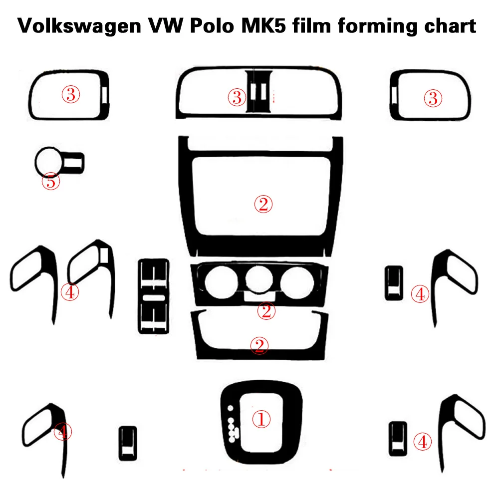 Для Volkswagen VW POLO MK5 внутренняя панель центрального управления ручки двери наклейки