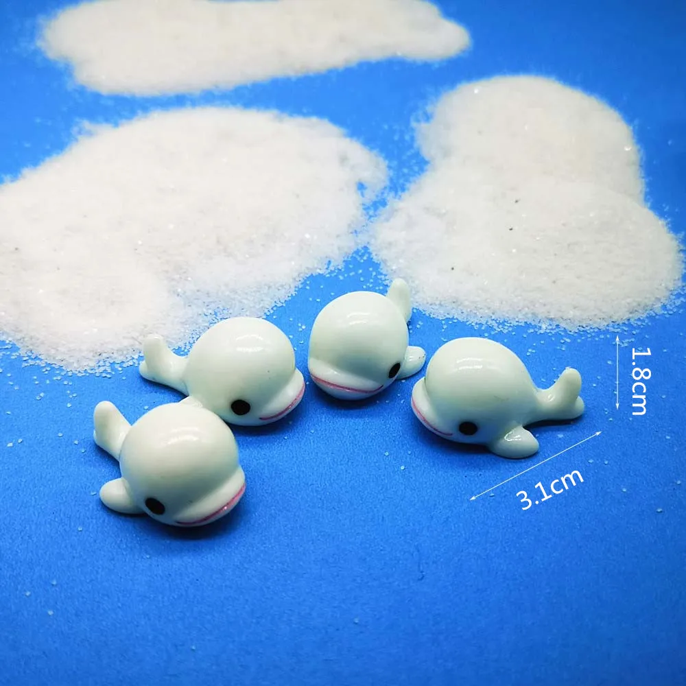 Sea Lion Seal Penguin Polar Bear Sea Animal Model Ornament Figurine Garden Fairy Decor Glass DIY Home Decoration Miniature Craft - Цвет: 4pc white dolphin
