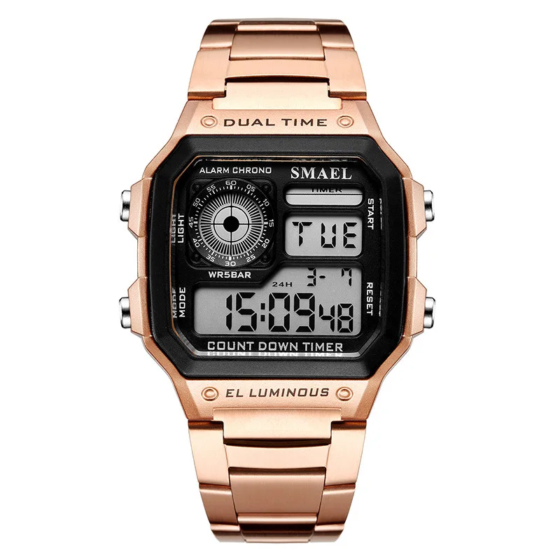 

SMAEL Watches Men Led Digital Watches Men Waterproof Sports Watches Luxury Rose Gold Mens Watches Relogios Masculino 1818