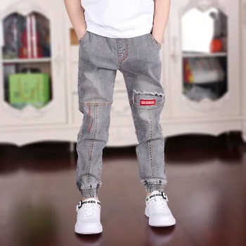 

baby boy jeans pants Jeans For Boys Children's Jeans 2020 Spring Elastic Waist Letters Printed Pencil Cowboy Pants High Quality