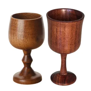 

Healthy Wooden Coffee Mug Elegant Classic Wine Grape Drinking Cups Hand-made Wood Mug Vintage Goblet Chalice souvenir cup