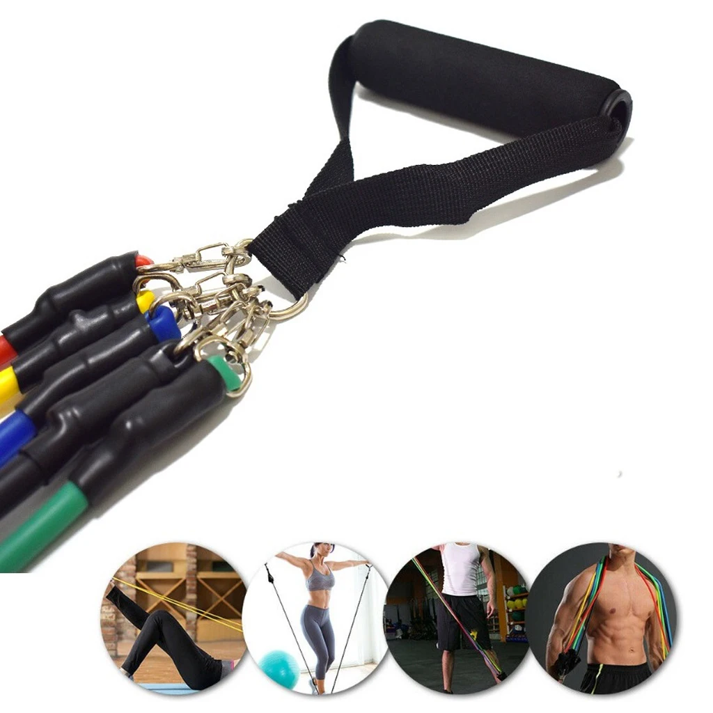 11pcs/set Resistance Bands Set Yoga Exercise Fitness Rubber Tubes Workout Bands Kit Home Gym Sports Excercise Fitness Equipment