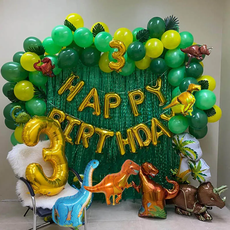 Globos de aluminio de dinosaurio para niños, Kit de arco de guirnalda, decoraciones  para fiesta de cumpleaños, cortinas de aluminio, recuerdo de fiesta  temática de dinosaurios, 97 Uds.|Globos y accesorios| - AliExpress