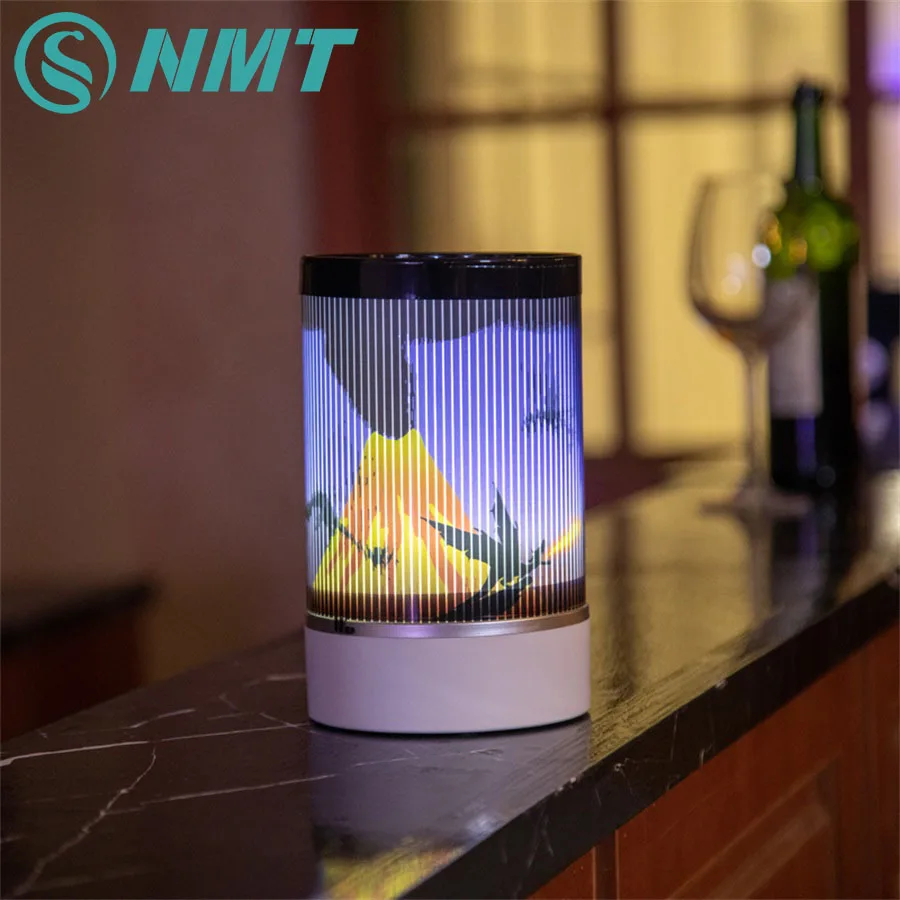 

LED Rotated Night Light Remote Control Battery Rechargeable Type 4 Films Lamp Portable Rotating Lamp for Bedroom Home Decor