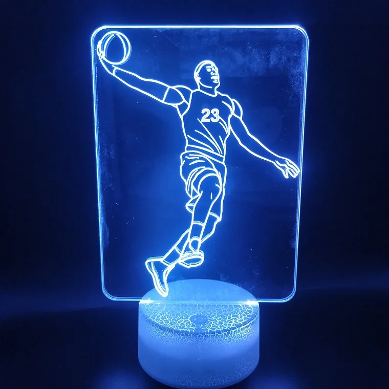 3D лампа Lebron James Slam Dunk красивый уникальный подарок для фанатов баскетбола 7 цветов с дистанционным украшением СВЕТОДИОДНЫЙ Ночник светильник