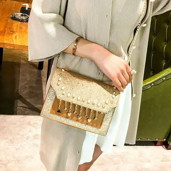 

UK Women Shoulder Bag Clutch Bag Ladies Wedding Party Chain Purse Evening Bag