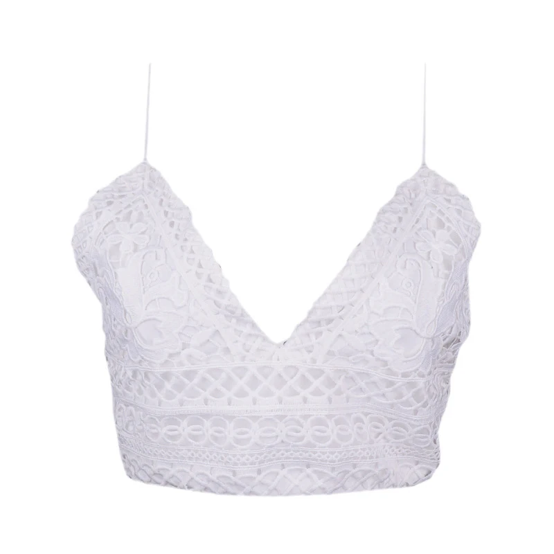 Белый кружевной вязаный Топ Camisole Cami женские летние топы с открытой спиной и v-образным вырезом с бантом женские уличные Топы Модные топы