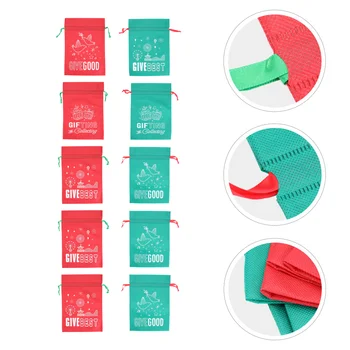 

10Pcs Christmas Storage Bags Drawstring Bags Packing Bags (Random Color Style)