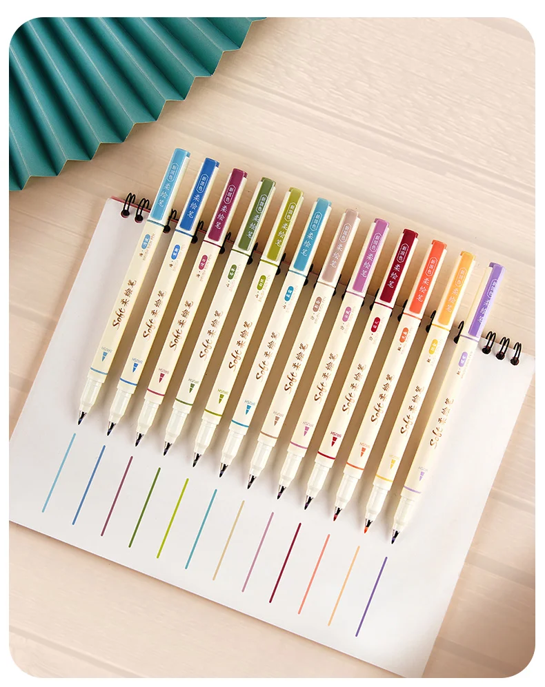 3pcs New Retro Color Art Marker Drawing Pens Set Soft Brush Tip Original Design Calligraphy Lettering Painting School A6335