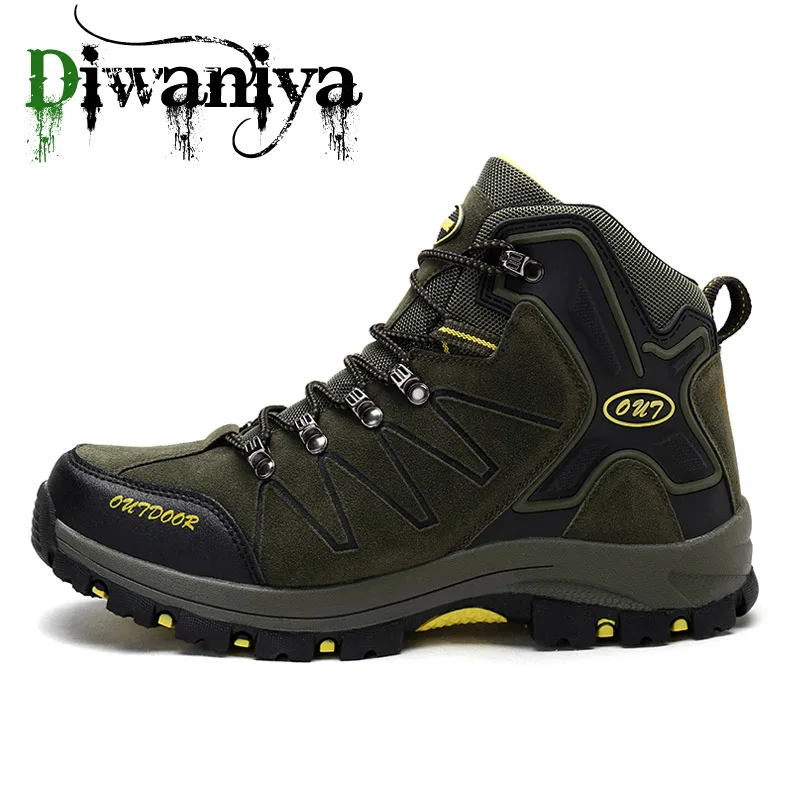Army Green Большие размеры 39-45, теплые зимние кроссовки для мужчин, прогулочные ботинки, уличные спортивные мужские кроссовки, износостойкая прогулочная обувь - Цвет: Army Green