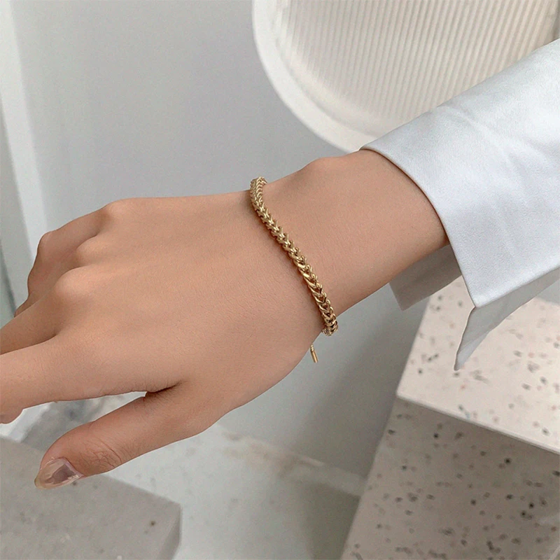 Stainless Steel Bracelet MEYRROYU Gold Color Draw String Trendy Simple For Women Men New Fashion Party Jewelry