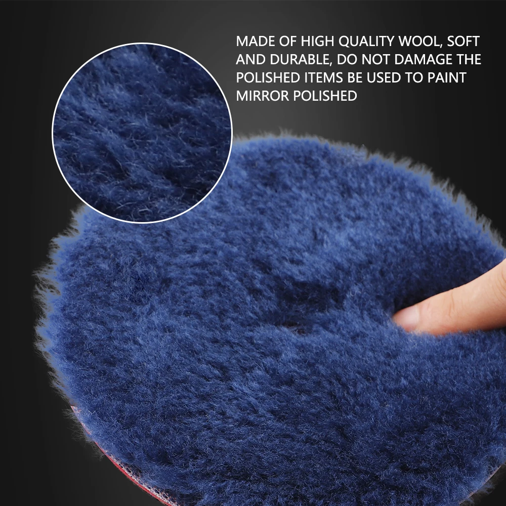 3"/5"/6" Wool Polishing Pad High Density Lambs Woollen Pad For Car Polisher