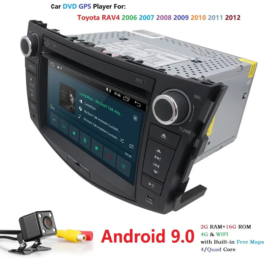 Best 4QuadCore 2+16 Car DVD 2 din Android 9.0 For Toyota Rav4 2007-2012 2din car pc stereo gps navigation with capacitive screen+wifi 1