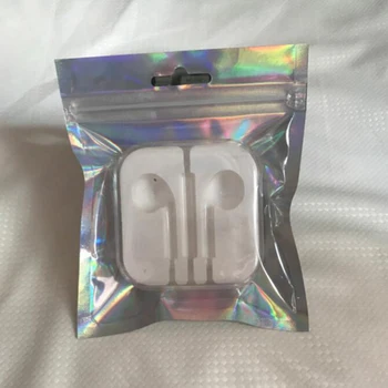 

200pcs Clear Laser Aluminum Foil Heat Seal Zipper Package Pouch Bag For Air Earbuds Phone Accessories