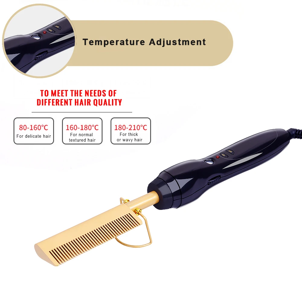Electric Comb Straightener High Heat Press Comb Hot Straightening Electric Titanium Alloy Comb Environmentally Friendly