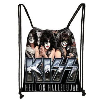 

Custom Kiss Band Drawstring Bag Daypack Kids Satchel Casual Backpack Teenager Storage Bag Women Men 32x38cm*18-1031-18