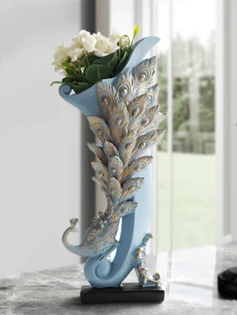 

CLASSICAL PEACOCK RESIN VASE DESKTOP DECORATION CREATIVE HOME LIVING ROOM WINE TV CABINET PLUG DRIED FLOWER ART FURNISHINGS
