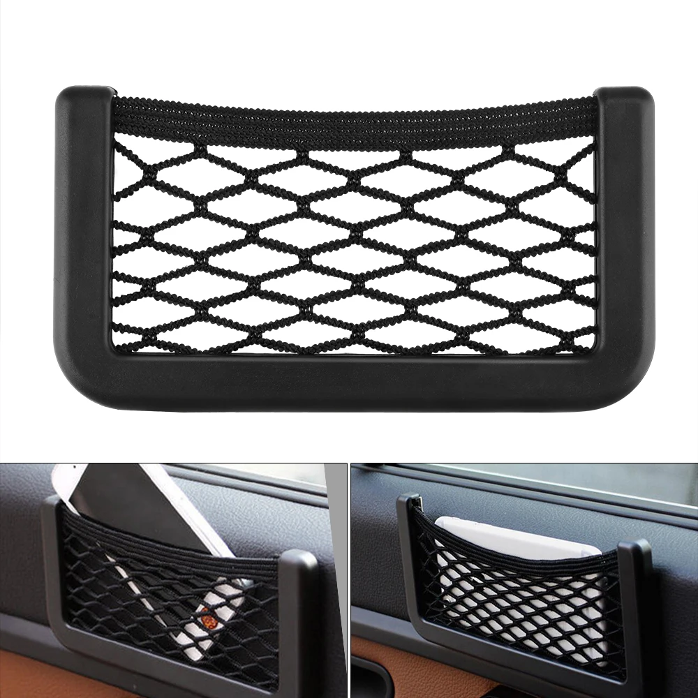 

2019 Super Big 20cm x 8cm Auto Seat Back Storage Mesh Bag Car Organizer Net Magic Sticking Holder Pocket Car Trunk Organizer