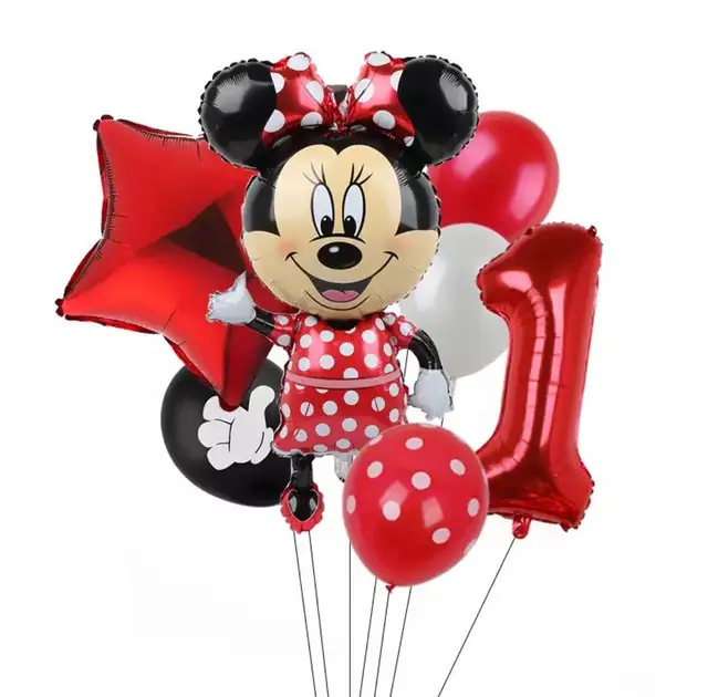180*108 cm 1pc Minnie Mouse Theme Table Cloth for Kids Happy Birthday Party Decoration Table Cover Event Party Supplies 7pcs Number 1